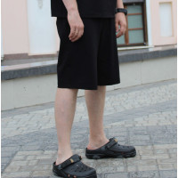 Черные мужские шорты длинные однотонные хлопковые Korobko
