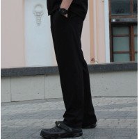 Мужские черные широкие штаны на лето Korobko