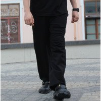 Мужские черные широкие штаны на лето Korobko