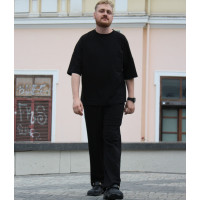 Костюм мужской футболка и штаны черный однотонный Korobko