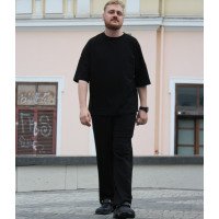 Костюм мужской футболка и штаны черный однотонный Korobko