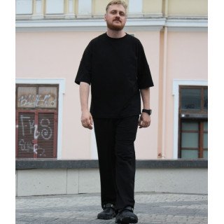 Костюм мужской футболка и штаны черный однотонный Korobko
