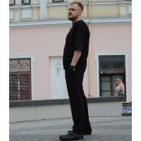 Костюм мужской футболка и штаны черный однотонный Korobko