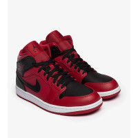 Jordan 1 Mid 554724-660 кроссовки оригинал высокие кожаные "REVERSE BRED"