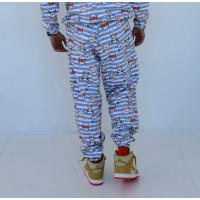Мужские трикотажные штаны принтованные на манжете серо-белые Korobko ;)  