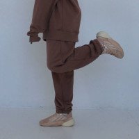 Женские штаны бананы на манжете бежевые трехнитка Korobko ;)  