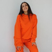 Оранжевый свитшот женский оврсайз однотонный Korobko
