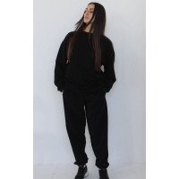 Черный оверсайз костюм женский зимний барашек женский Korobko