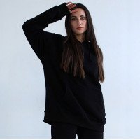 Женское черное худи однотон трехнитка Korobko