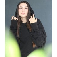 Женское черное худи однотон трехнитка Korobko