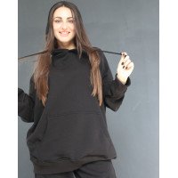 Женское черное худи однотон трехнитка Korobko