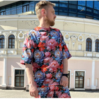 Мужская оверсайз футболка в цветочном принте пионы Korobko