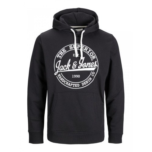 Мужское черное худи Jack & Jones JJBRAT SWEAT Hoodie Black