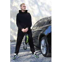 Черный трикотажный костюм c оверсайз худи Shopchik