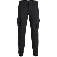 Jack&Jones черные котоновые мужские карго штаны JJIPAUL 