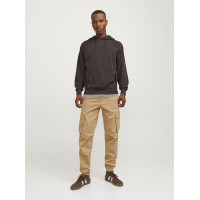 Мужское оверсайз худи Jack & Jones коричневое однотонное 