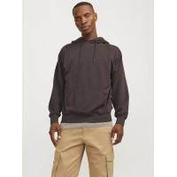 Мужское оверсайз худи Jack & Jones коричневое однотонное 
