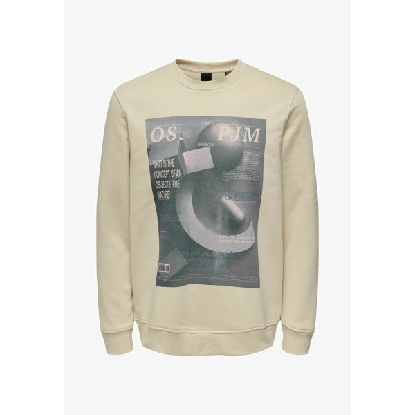 Only&Sons толстовка мужская на флисе бежевая