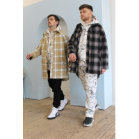 Темный серый тренч пальто в клетку Shopchik 
