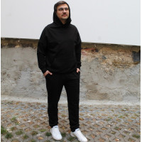 Черный трикотажный костюм c оверсайз худи Shopchik