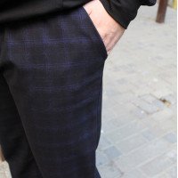 Мужские прямые черные брюки в клетку Korobko