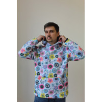 Мужское зимние белое хлопковое худи с цветами Shopchik 