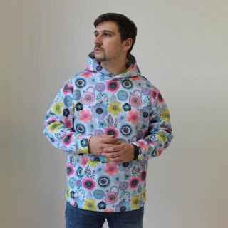 Мужское зимние белое хлопковое худи с цветами Shopchik 