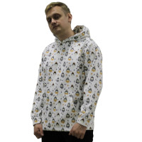 Мужское плотное белое хлопковое худи с пингвинами Shopchik 