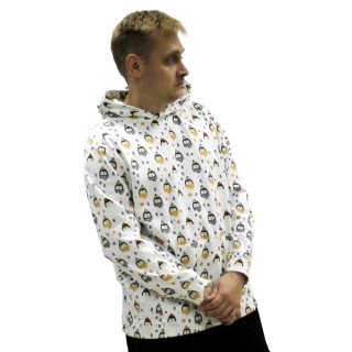 Мужское плотное белое хлопковое худи с пингвинами Shopchik 