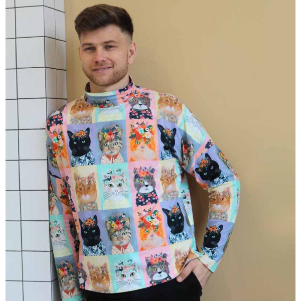 Мужской оверсайз гольф цветной с котами Shopchik
