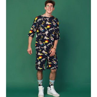 Костюм Футболка + Шорты трикотажные Oversize летний спортивный с мультяшным принтом