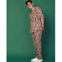 Костюм Футболка + Штаны трикотажные Oversize летний спортивный с животным принтом жирафа