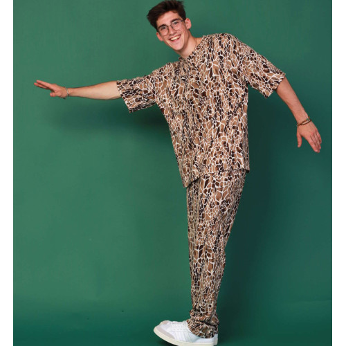 Костюм Футболка + Штаны трикотажные Oversize летний спортивный с животным принтом жирафа