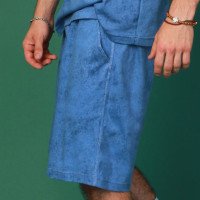 Стильные хлопковые шорты синие однотонные  Shopchik
