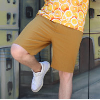 Желтые мужские chino шорты под пояс котон Shopchik