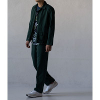 Котоновый унисекс зеленый Casual костюм штаны широкие + куртка рубашка Korobko