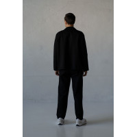 Котоновый унисекс черный Casual костюм штаны широкие + куртка рубашка Korobko