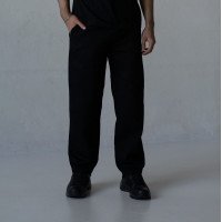 Мужские котоновые черные Casual штаны широкие свободные Korobko