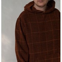 Яркое кирпичное мужское худи в клетку Korobko