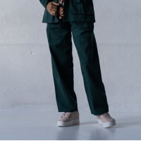 Женские котоновые зеленые Casual штаны широкие свободные Korobko