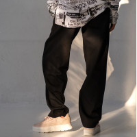 Женские  котоновые черные Casual штаны широкие свободные Korobko