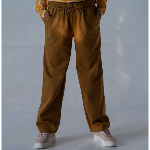 Женские котоновые желтые Casual штаны широкие свободные Korobko