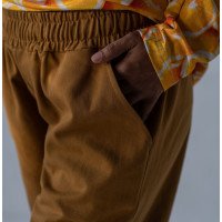 Женские котоновые желтые Casual штаны широкие свободные Korobko