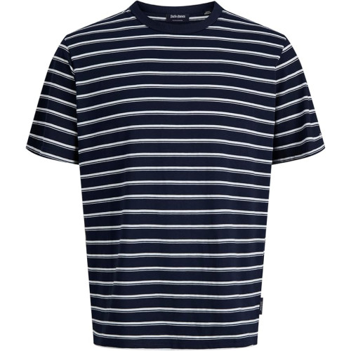 Мужская синяя футболка Jack&Jones Jjaxel полосатая оверсайз